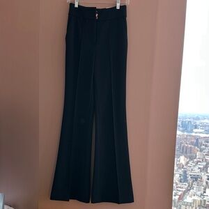 Express Black Boot-Cut High Waist Pants with Gold Button